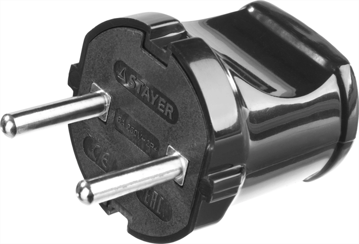 STAYER прямая, 6А/220 В, 1300 Вт, вилка прямая черная MAXElectro 55150-B - фото 101350