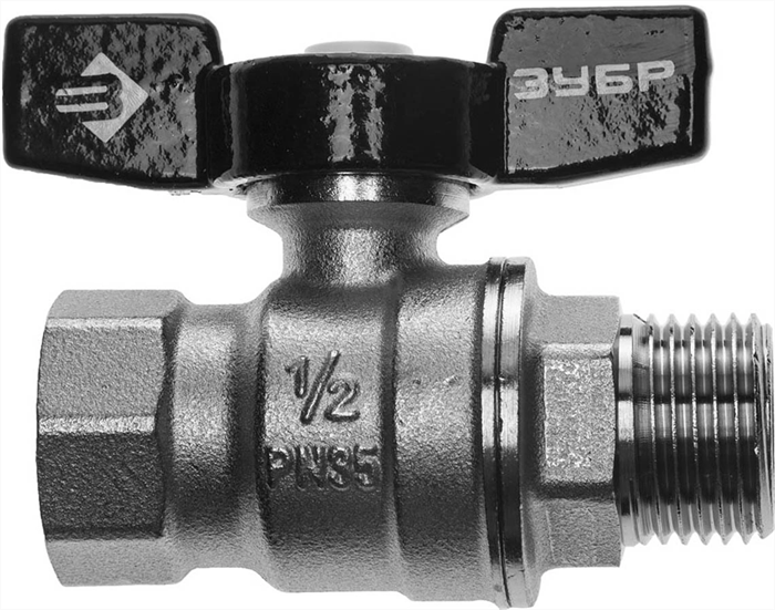ЗУБР d 1/2", ручка "бабочка", кран шаровой полнопроходной "мама-папа" 4-51324-C-1/2 - фото 101699