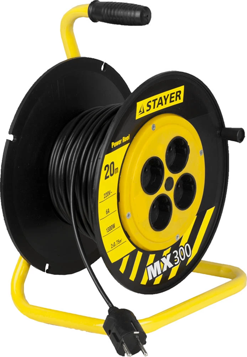 STAYER 20 м, 1300Вт, ПВС 2x0,75 удлинитель на катушке MS 207 55073-20 - фото 101937