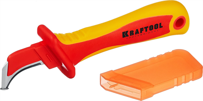 KRAFTOOL 200 мм, изогнутый, с "пяткой", нож диэлектрический KN-7 45400 - фото 107454