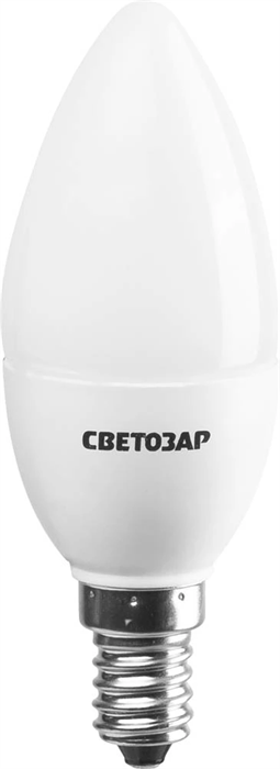 СВЕТОЗАР 5 Вт, Е14, 2700K, 220 В, лампа светодиодная "Super luxx" свеча 44500-40_z01 - фото 108361