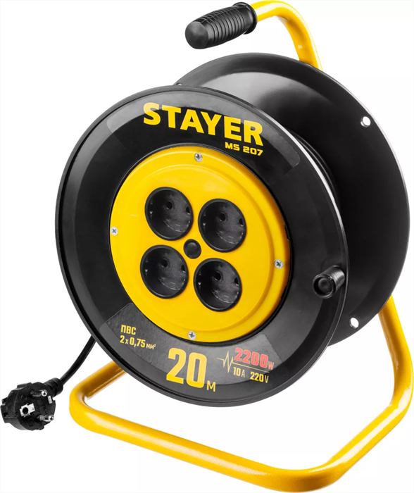 STAYER 20 м, 1300Вт, ПВС 2x0,75 удлинитель на катушке MS 207 55073-20_z01 - фото 108608