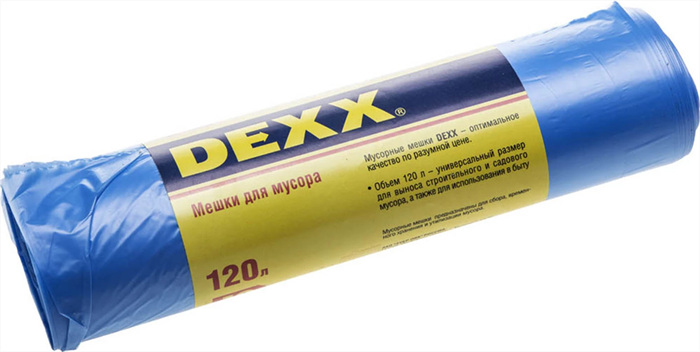 DEXX 120 л, голубой, 10 шт., мешки для мусора 39150-120 - фото 109395