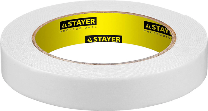 STAYER 19 мм х 5 м, белая, на вспененной основе, двусторонняя клейкая лента (скотч) 12231-19-05 - фото 109430