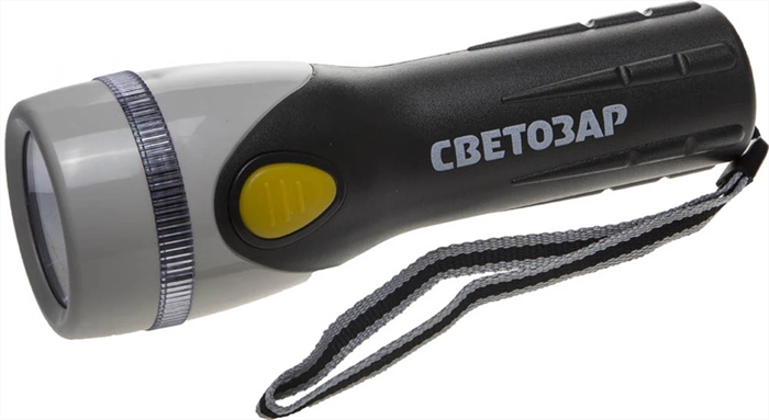 СВЕТОЗАР 1,5 В, 2хD, черно-серый, ксеноновая лампа, с пластмассовым корпусом и ремешком, фонарь ручной SV-56375 - фото 109696