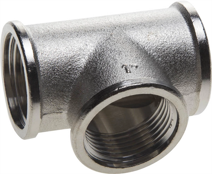 GENERAL FITTINGS 1", латунь с никелированным покрытием, "гайка - гайка - гайка", тройник 51052-1 - фото 110256
