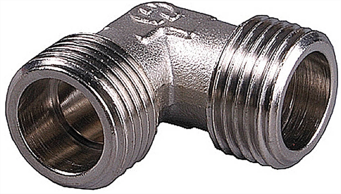GENERAL FITTINGS 1/2", никелированная латунь, "штуцер-штуцер", уголок 51071-S/S-1/2 - фото 110346