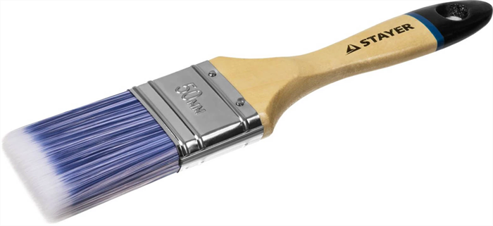 STAYER 50 мм, 2", щетина искусственная, деревянная ручка, кисть плоская AQUA 01062-050 - фото 111458