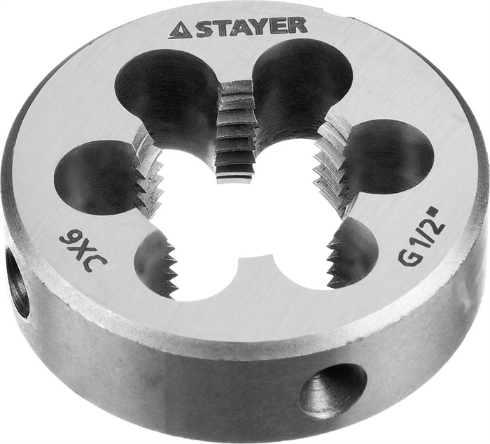 STAYER сталь 9ХС, для трубной резьбы G 1/2", плашка круглая ручная MaxCut 28029-1/2 - фото 111585