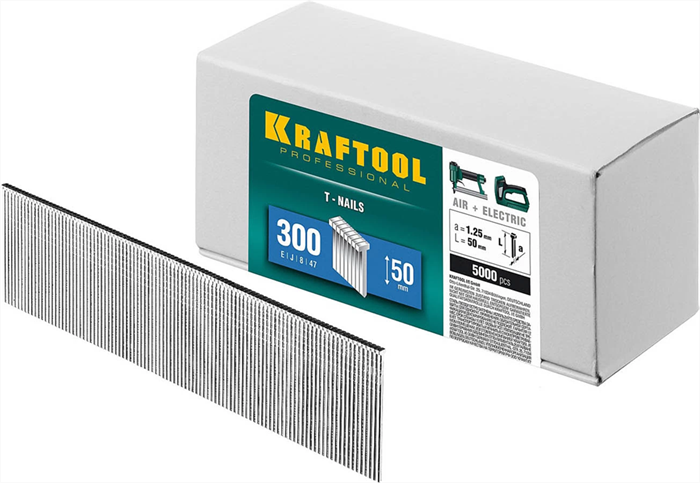 KRAFTOOL гвозди тип 300, 50 мм, гвозди для нейлера 31785-50 - фото 112672