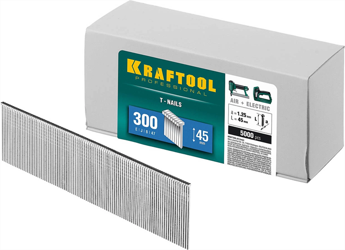 KRAFTOOL гвозди тип 300, 45 мм, гвозди для нейлера 31785-45 - фото 112755