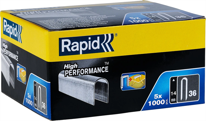 RAPID 5000 шт., 14 мм, тип 36, супертвердые, профессиональные, плоские скобы 11886910 - фото 113752