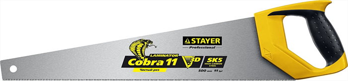 STAYER 11 TPI, 500мм, ножовка многоцелевая (пила) COBRA Laminator 1516-50 - фото 117256