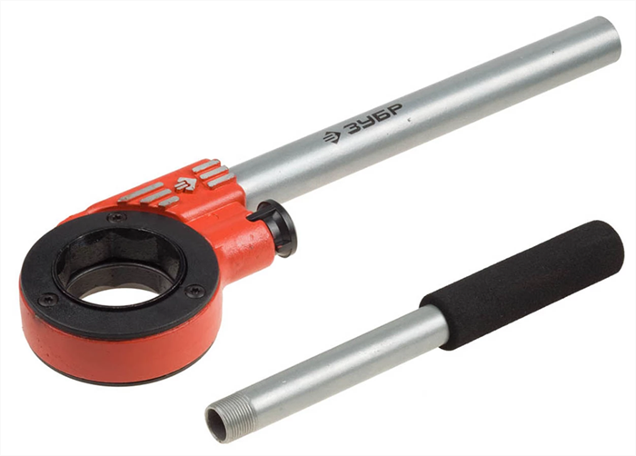 ЗУБР 1/4"-1 1/4", ручка 620 мм, двухкомпонентная ручка, трещотка для клуппов 28275-1/4-5/4 - фото 118538