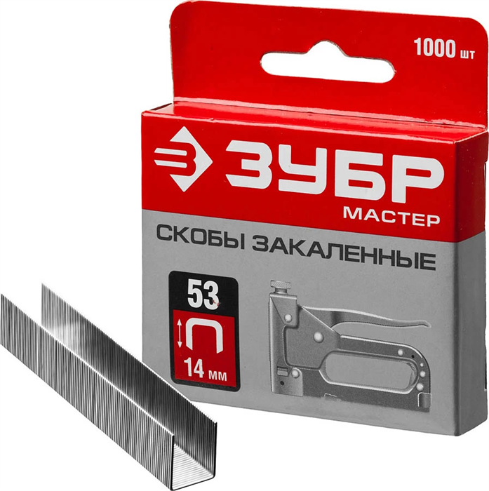 ЗУБР скобы тип 53 (A / 10 / JT21), 14 мм, 1000 шт., скобы тонкие закаленные 31625-14 Мастер - фото 118782