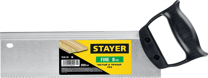 STAYER 8 TPI, 300 мм, ножовка с обушком для стусла (пила) Fine 1536-30_z01 - фото 119685