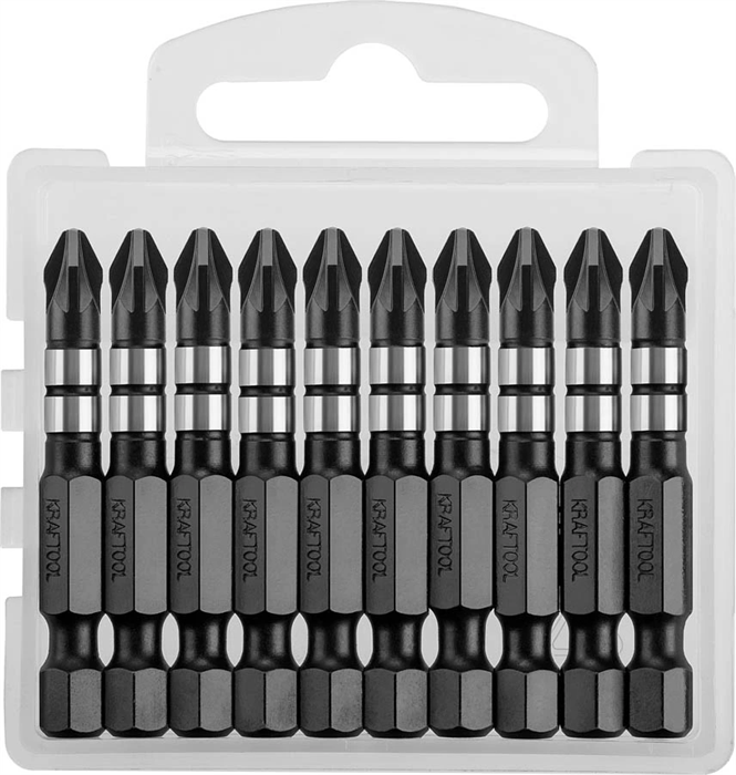 KRAFTOOL 50 мм, 10  шт., PZ2, профессиональные ударные биты Impact Pro 26193-2-50-S10 - фото 122290