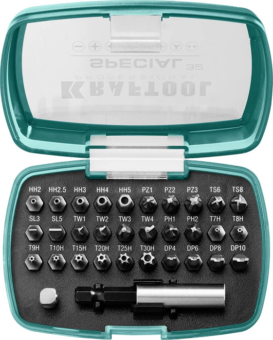 KRAFTOOL 32 шт., набор специальных бит с адаптером 2610-H32 - фото 122748