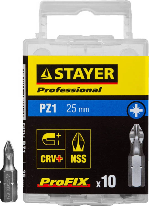 STAYER PZ1, 25 мм, 10 шт., биты ProFix Pozidriv 26221-1-25-10_z01 - фото 123838
