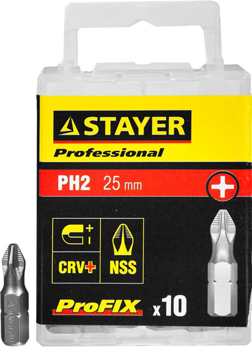 STAYER PH2, 25 мм, 10 шт., биты ProFix Phillips 26201-2-25-10_z01 - фото 124339