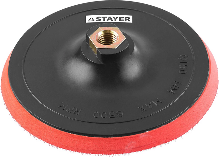 STAYER d 150 мм, М14, на липучке, полиуретановая вставка, тарелка опорная для УШМ 35744-150 - фото 125063