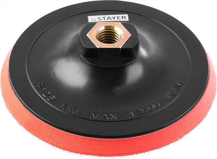 STAYER d 125 мм, М14, на липучке, полиуретановая вставка, тарелка опорная для УШМ 35744-125 - фото 127861