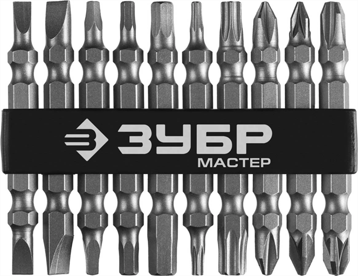 ЗУБР двусторонние для шуруповерта в держателе, набор: биты длинные "МХ-10" 26089-H10 - фото 128526