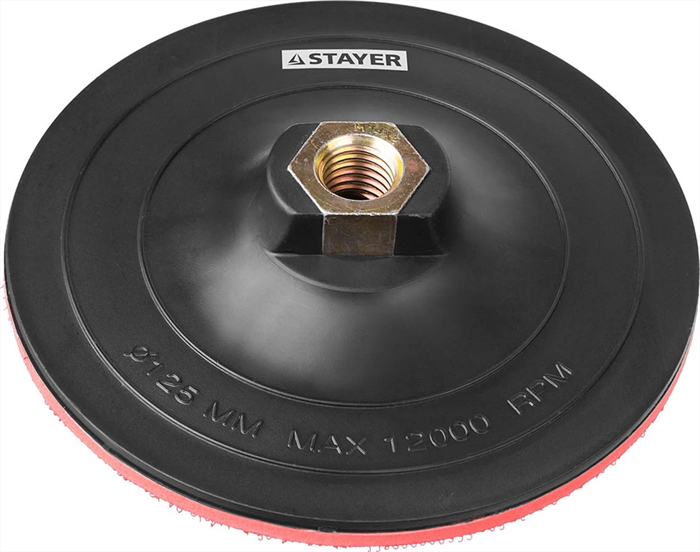 STAYER d 125 мм, М14, на липучке, тарелка опорная для УШМ 35742-125 - фото 129041