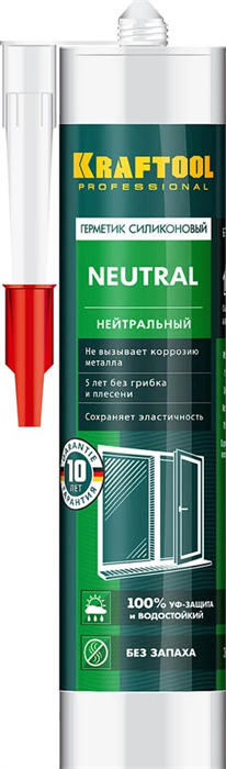 KRAFTOOL 300 мл, нейтральный, белый, силиконовый герметик KRAFTSIL NX109 41257-0 - фото 131133