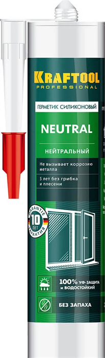 KRAFTOOL 300 мл, нейтральный, прозрачный, силиконовый герметик KRAFTSIL NX109 41257-2 - фото 133528