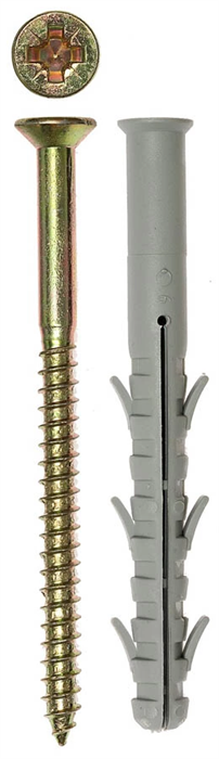 ЗУБР 10 x 100 мм, 5 шт., шлиц Pz, в комплекте с оцинкованным шурупом, дюбель рамный нейлоновый 4-301456-10-100 - фото 133580