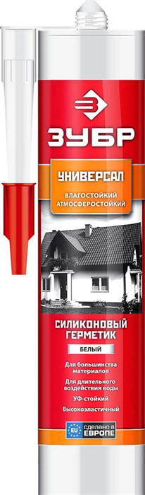 ЗУБР 280 мл, универсальный, белый, силиконовый герметик 41233-0 - фото 133865