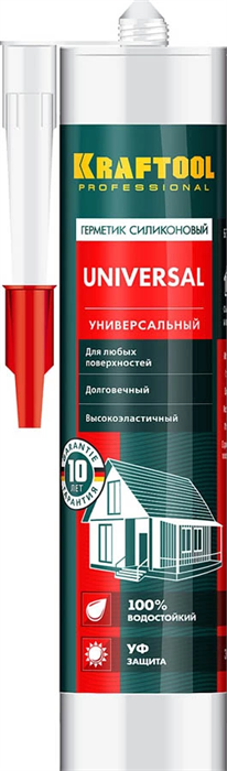 KRAFTOOL 300 мл, универсальный, белый, силиконовый герметик KRAFTSIL FX100 41253-0 - фото 134512