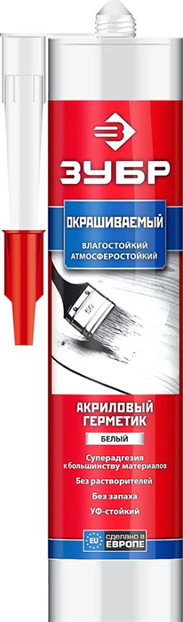 ЗУБР 280 мл, универсальный, белый, акриловый герметик 41231-0 - фото 134606