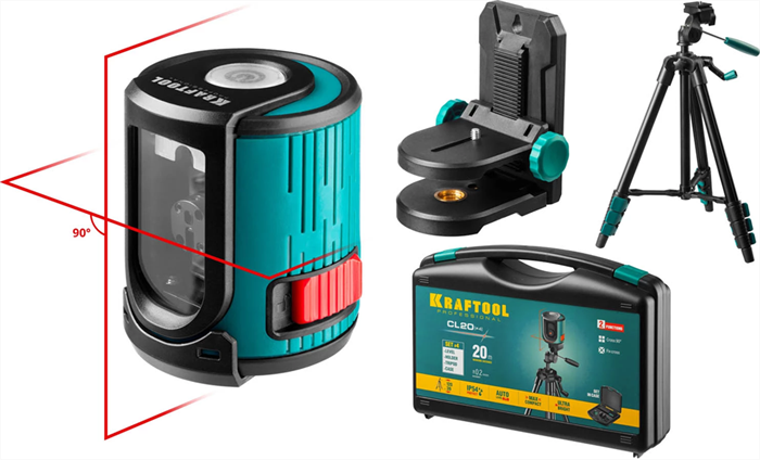 KRAFTOOL держатель с микролифтом  ММ1, элевационный штатив ST-120 (39-120см), в кейcе, IP54, точн. 0,2 мм/м, нивелир лазерный линейный 34700-4_z01 - фото 135019