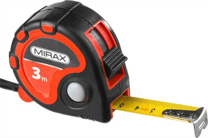 MIRAX 3 м х 16 мм, 3 стопора, двухкомпонентный пластиковый корпус, рулетка 34013-03-16 - фото 135622