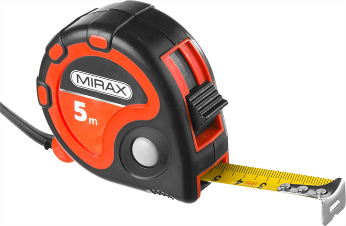 MIRAX 5 м х 19 мм, 3 стопора, двухкомпонентный пластиковый корпус, рулетка 34013-05-19 - фото 136216