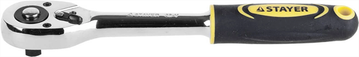 STAYER 3/8", 45 зубцов, Cr-V сталь, трещотка для торцовых головок 27786-3/8 - фото 136905