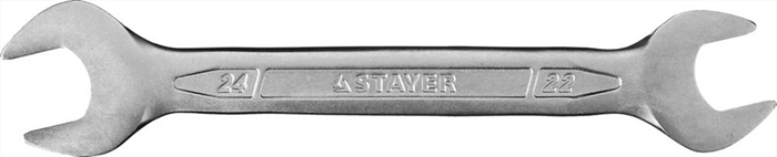 STAYER 22х24 мм, Cr-V сталь, хромированный, гаечный ключ рожковый 27035-22-24 - фото 136915