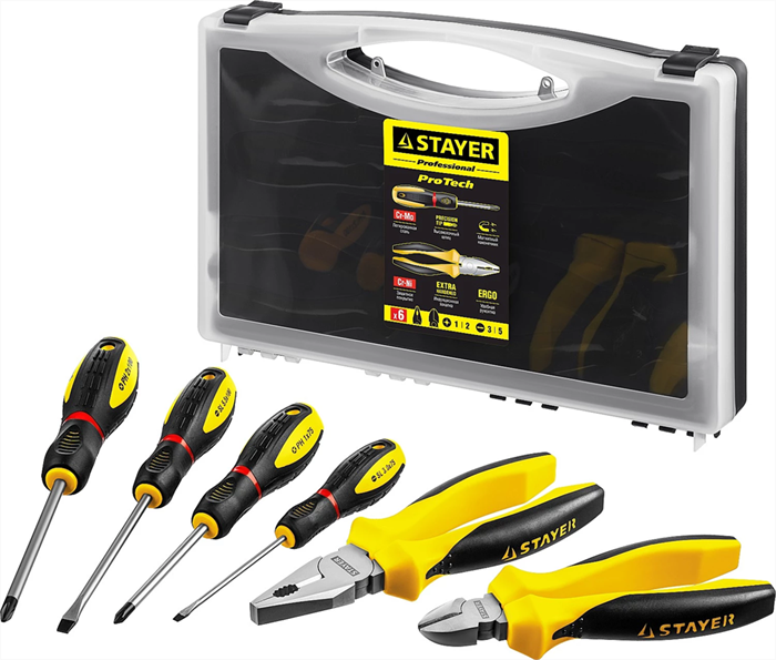 STAYER 6 шт., набор слесарно-монтажного инструмента 2202-H6 - фото 136963