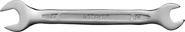 STAYER 14х17 мм, Cr-V сталь, хромированный, гаечный ключ рожковый 27035-14-17 - фото 136990