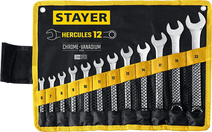 STAYER 12 шт, 6 - 22 мм, набор комбинированных гаечных ключей HERCULES 27081-H12_z01 - фото 137028