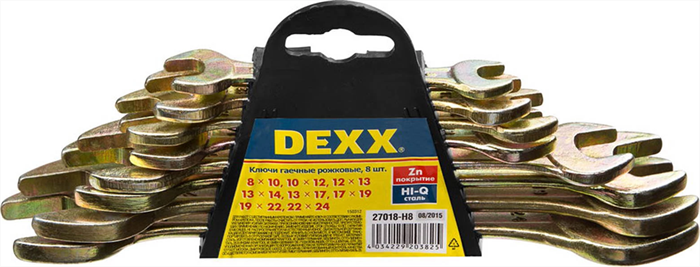 DEXX 8 шт, 8 - 24 мм, набор ключей гаечных рожковых 27018-H8 - фото 137153
