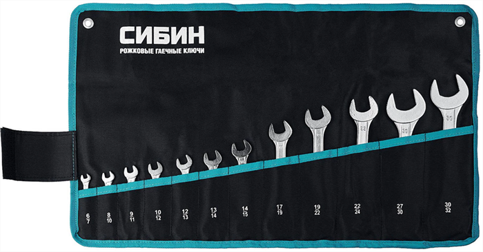 СИБИН 7 шт, 8 - 24 мм, набор ключей гаечных рожковых 27013-H12 - фото 137238