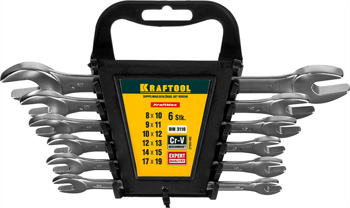 KRAFTOOL 6 шт, 8 - 19 мм, набор ключей гаечных рожковых 27033-H6C - фото 137296