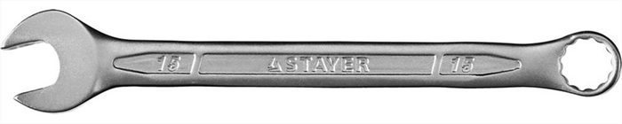 STAYER 15 мм, Cr-V сталь, хромированный, гаечный ключ комбинированный 27081-15 Professional - фото 137327
