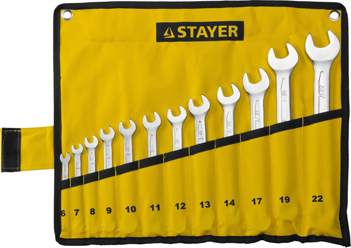 STAYER 12 шт, 6 - 22 мм, набор комбинированных гаечных ключей 27081-H12 - фото 137596