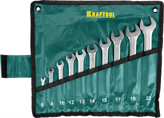 KRAFTOOL 10 шт, 6 - 22 мм, набор комбинированных гаечных ключей 27079-H10 - фото 137609