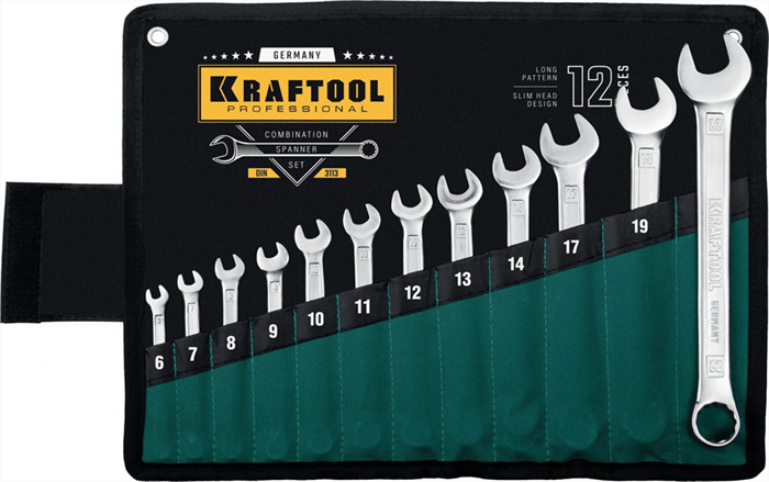 KRAFTOOL 12 шт, 6 - 22 мм, набор комбинированных гаечных ключей 27079-H12_z01 - фото 137615