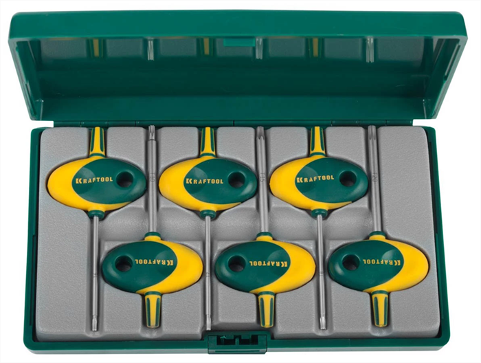 KRAFTOOL 6 шт, Cr-Mo, набор мини ключей TORX для точных работ 27440-H6 - фото 137844